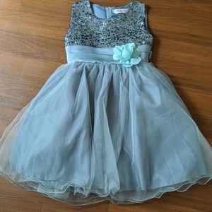Little girls gray flower girl dress